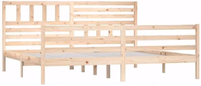 Berkfield Home Beautiful Super King Size Solid Wood Bed Frame in Beige