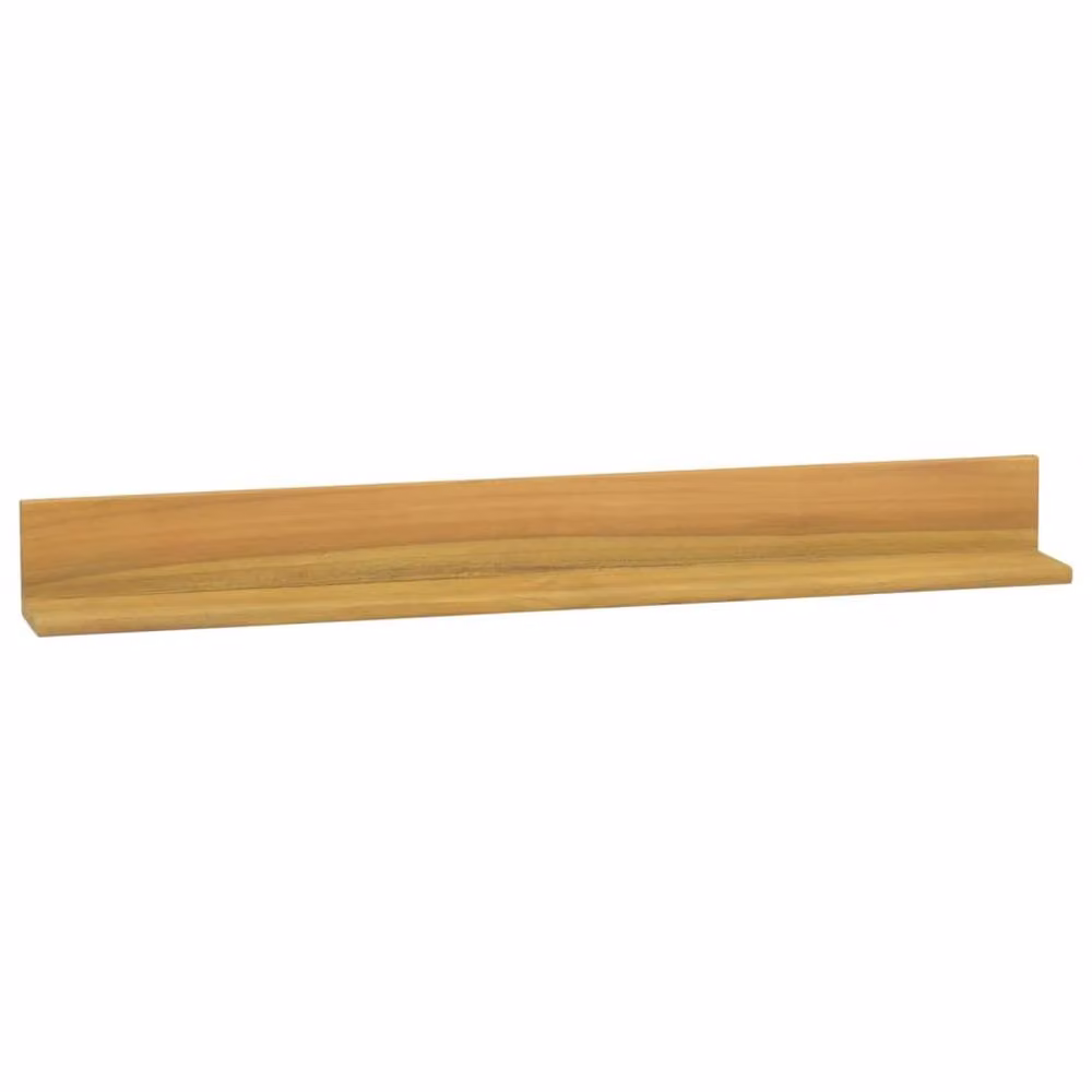 Berkfield Home Set of 2 Solid Teak Wood Wall Shelves, Brown, W: 90 cm, D: 10 cm, H: 10 cm – 2