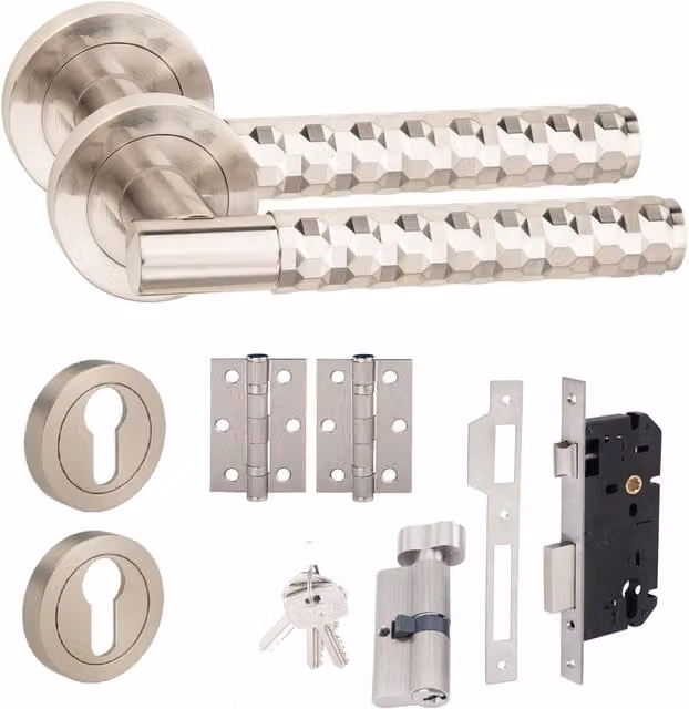 Golden Grace Nickel Plated Silver Door Handle Set