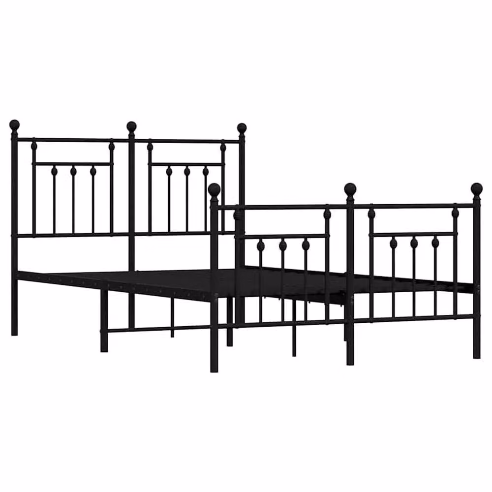 Berkfield Home Metal Bed Frame with Headboard and Footboard in Black, W/D/H: 120 x 200 cm – 3