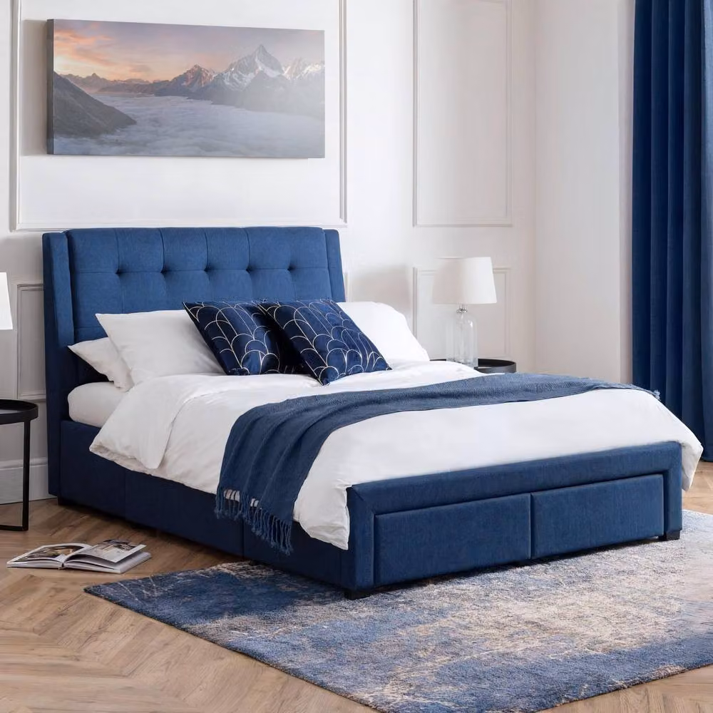 Cheshire Blue Upholstered 4 Drawer Bed Super King W/D/H: 180 x 200 cm – 3