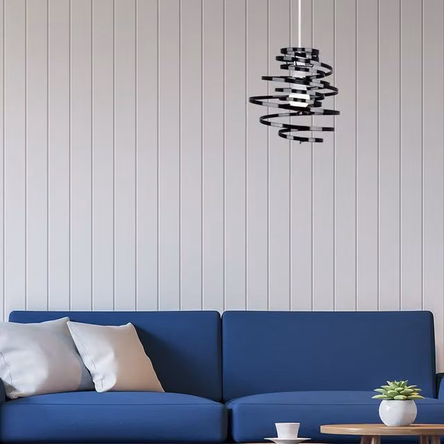 ValueLights Bensson Modern Black Metal LED Ceiling Pendant Shade, Shade Width: 30 cm – 1