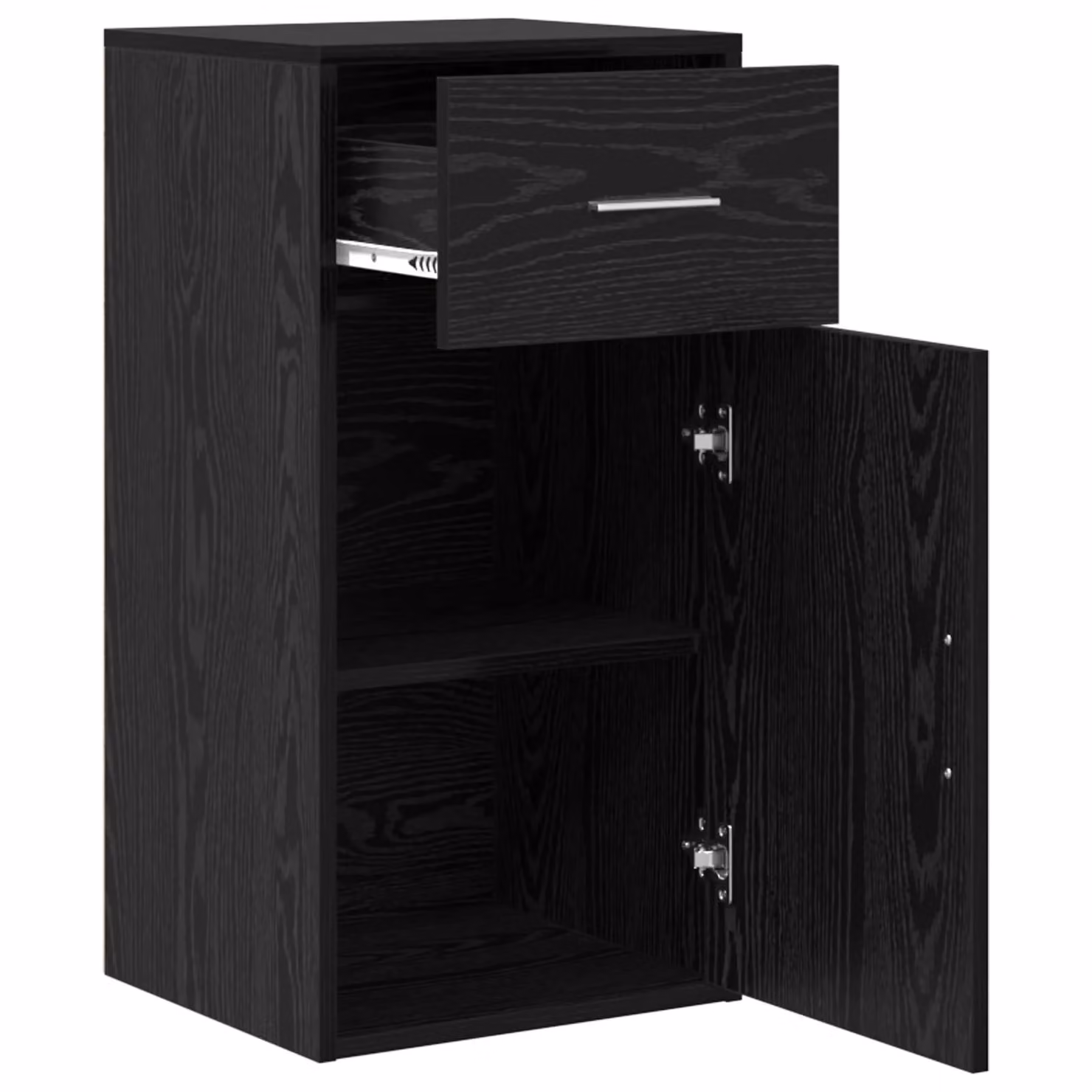 Berkfield Home Black Oak Modern Storage Cabinet with Hinged Doors and Internal Drawers – 3