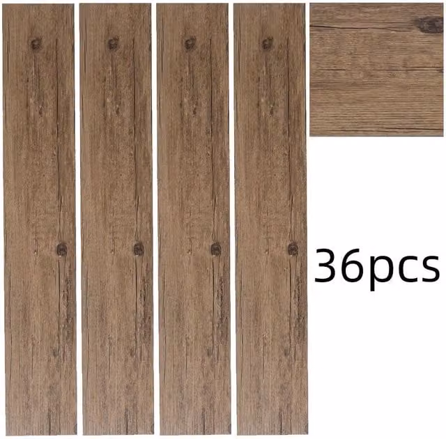 Living and Home 36-Piece Walnut Brown Self-Adhesive PVC Wood Grain Effect Flooring, 5m² Pack – 1