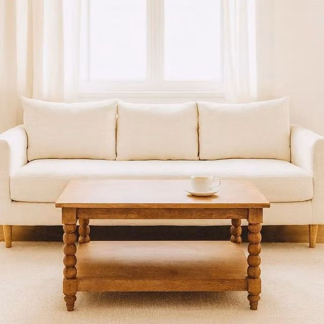Artisan Furniture Spindle Golden Teak Mango Wood Coffee Table in Brown