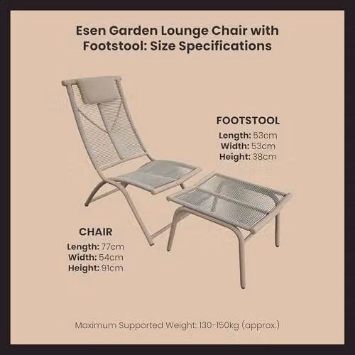 Solace+Co Esen Rattan Sun Lounger with Footstool in Beige – 5