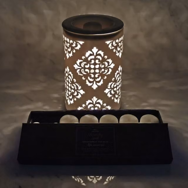 Gloriously Good Abstract Ceramic Electric Wax Melt Warmer, White Round Tabletop Burner