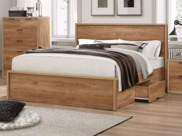 Birlea Stockwell Rustic Oak 2 Drawer Storage Bed Frame, King Size, Brown – 3