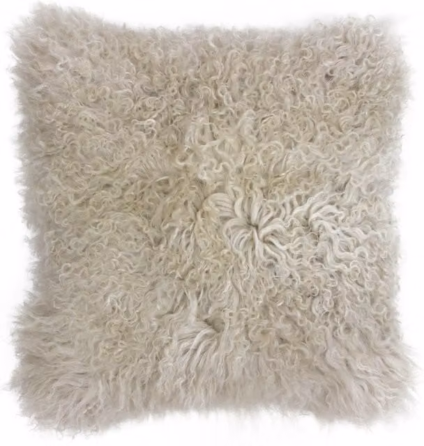 Make it a Home Mongolian Sheepskin Cushion in Beige and Brown with Removable Polyester Cover