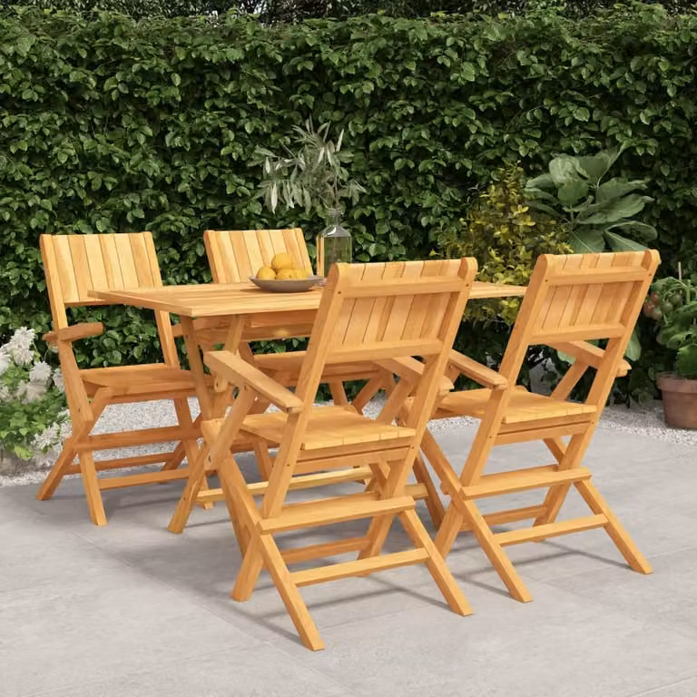 Berkfield Home Beautiful 5 Piece Garden Dining Set in Brown Solid Teak Wood