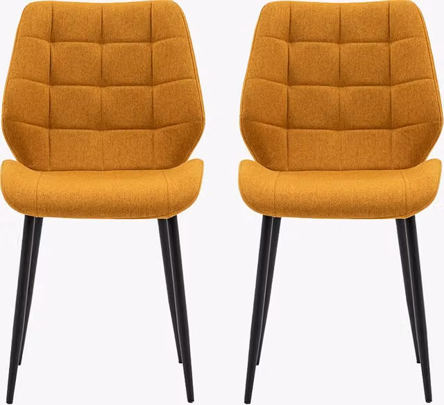 Perch & Parrow Hallen Dining Chairs in Yellow Fabric, Set of 2