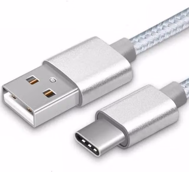 ShaniTech Pack of 2 White Nylon Braided USB C to USB A Charging Cables, 2m