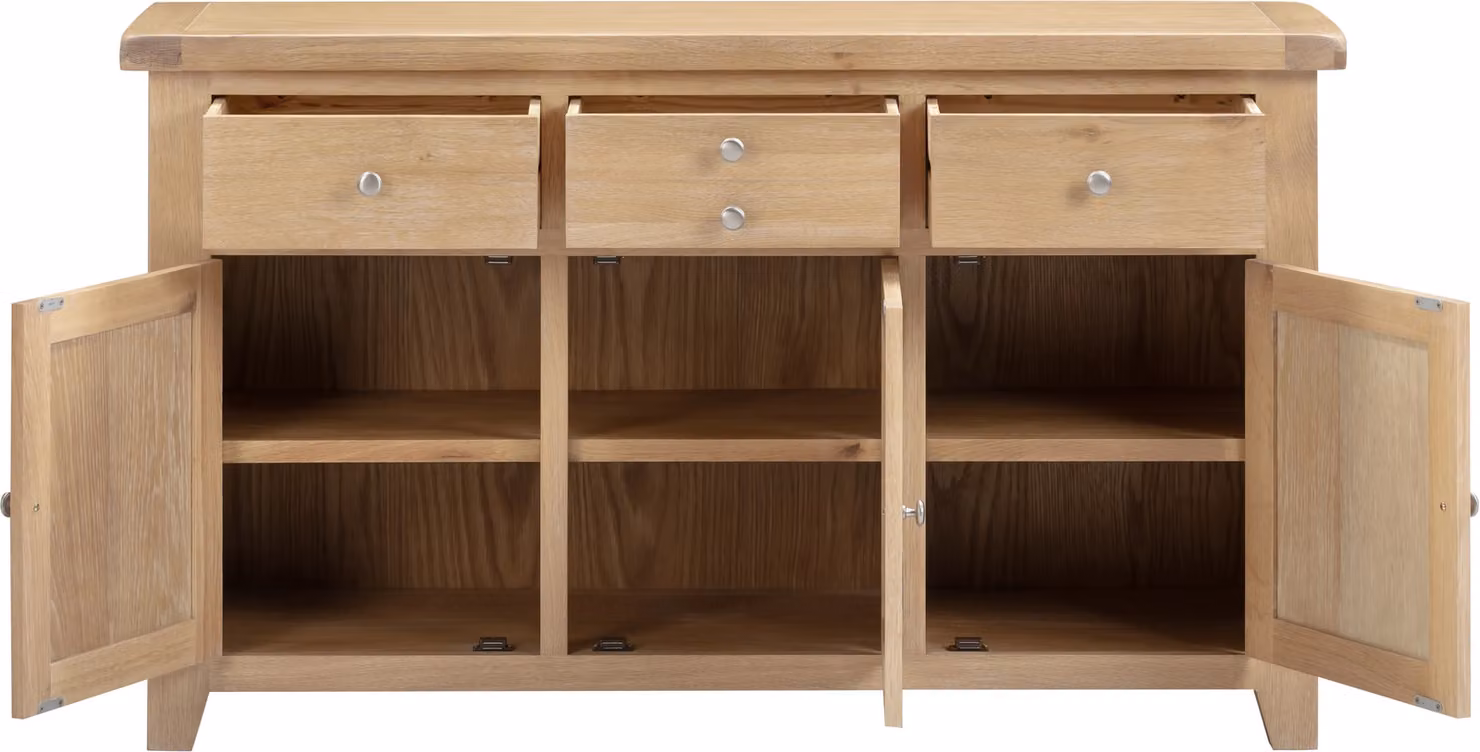 Seconique Windsor 3 Door 3 Drawer Sideboard in Light Oak – 2