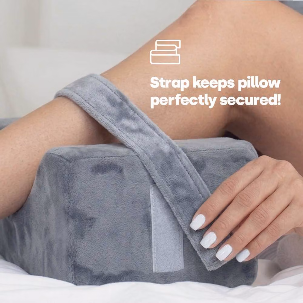LIVIVO Orthopaedic Wedge Leg Pillow with Strap in Grey Fleece – 3