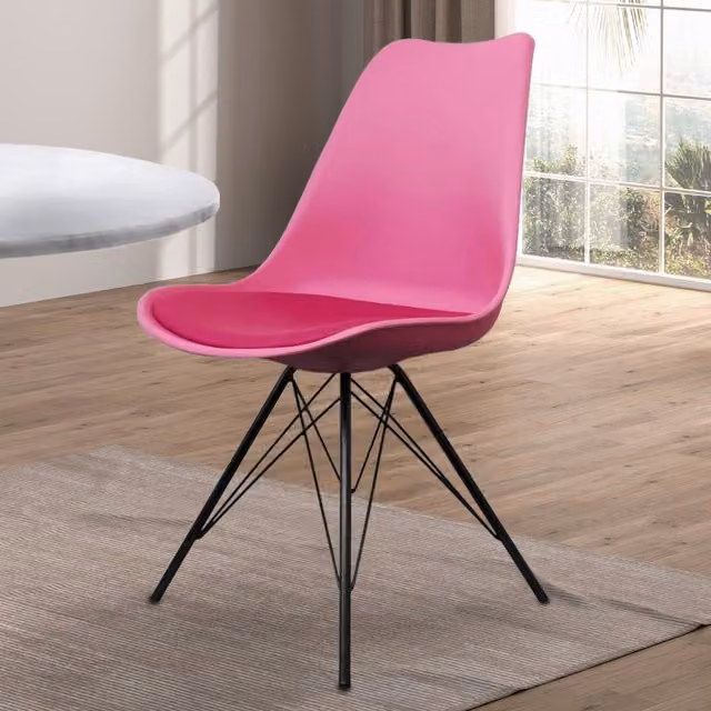 Fusion Living Soho Modern Plastic Dining Chair with Black Metal Legs - Pink
