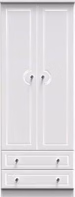 Welcome Balmoral White High Gloss 2 Door 2 Drawer Tall Double Wardrobe