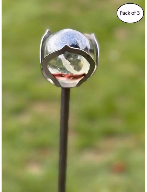 Poppyforge Rose Marble Pin Garden Art in Silver, Pack of 3