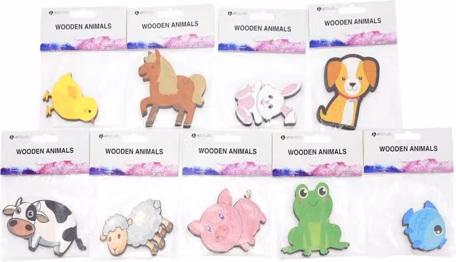 Art Studio Multicolour Wooden Animal Toy for Unisex Play