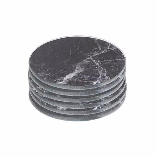 Harbour Housewares Set of 6 Square Glass Coasters in Black and White Geometric Design, Diameter: 10 cm