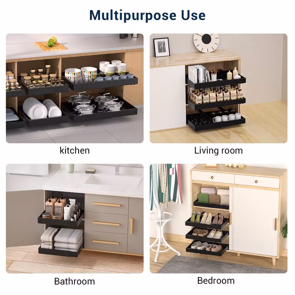 Blylund Kitchen Slide Drawer Organiser, 2 Pack, Matt Black – 7