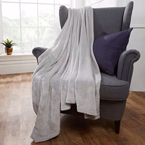 Brentfords Flannel Fleece Blanket in Grey/Silver, W/D/H: 150 x 200 cm – 4