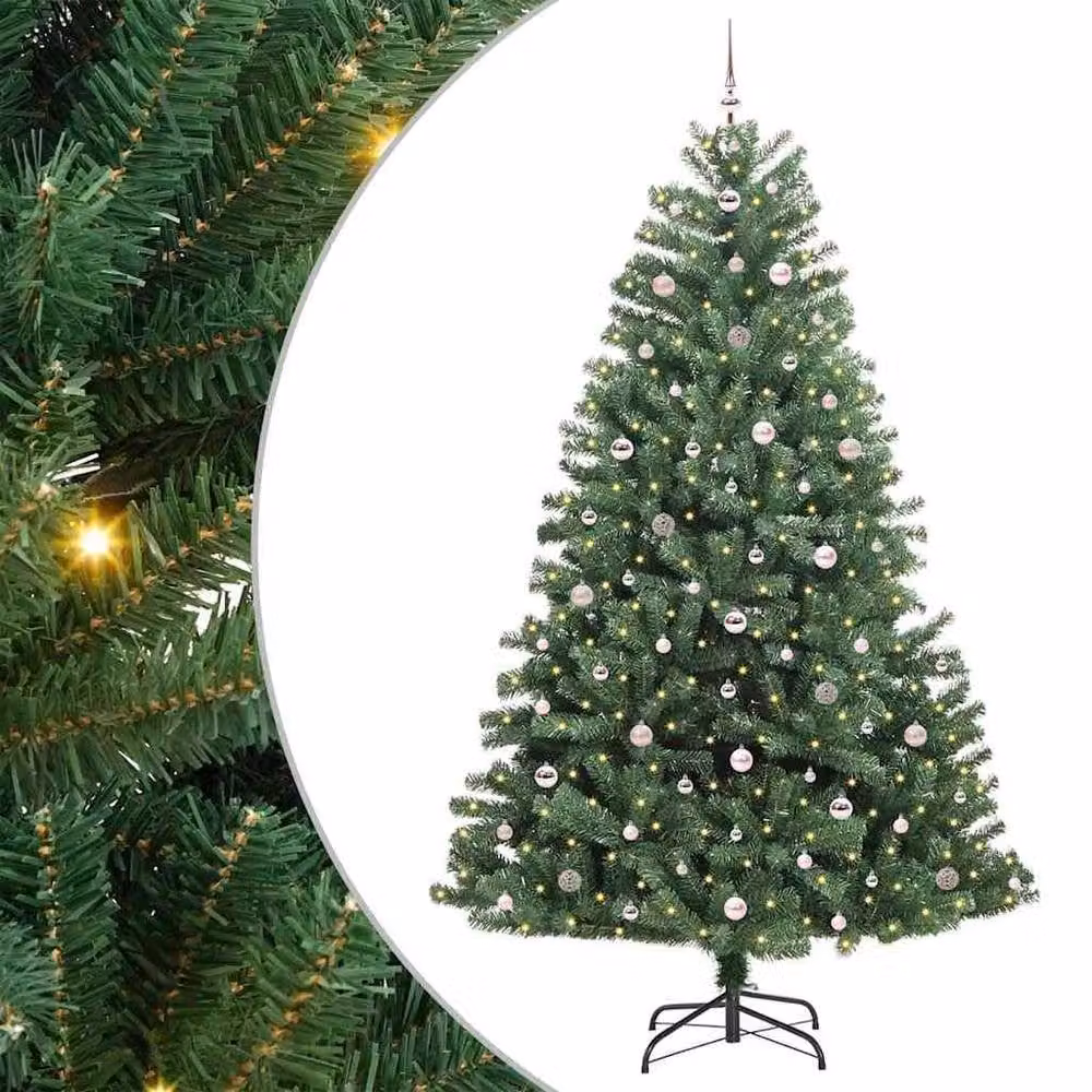 Berkfield Home Artificial Hinged Christmas Tree in Green, Height: 270 cm – 2