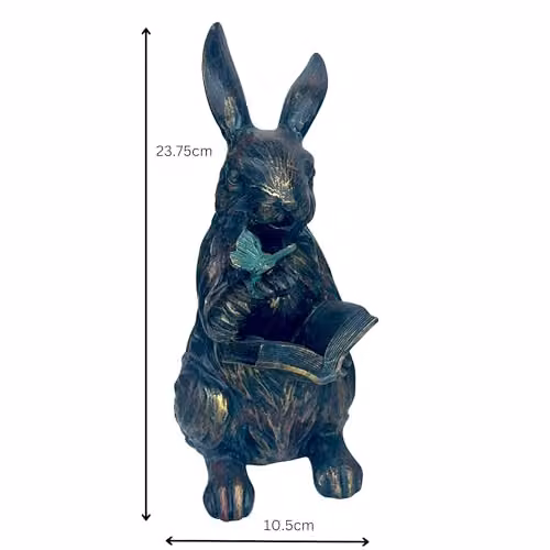 Animal Crackers Rabbit Reading Book Figurine in Bronze Effect Resin – 2