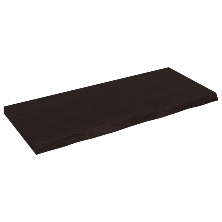 Berkfield Home Live Edge Bathroom Countertop, Treated Solid Wood in Dark Brown and Grey, W: 140 cm, D: 60 cm, H: 2-6 cm