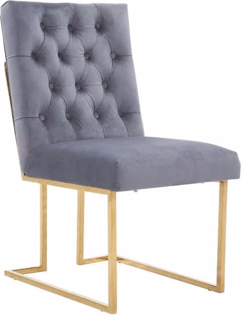 Life Interiors Siena Luxury Tufted Velvet Dining Chair with Gold Frame in Grey – 1