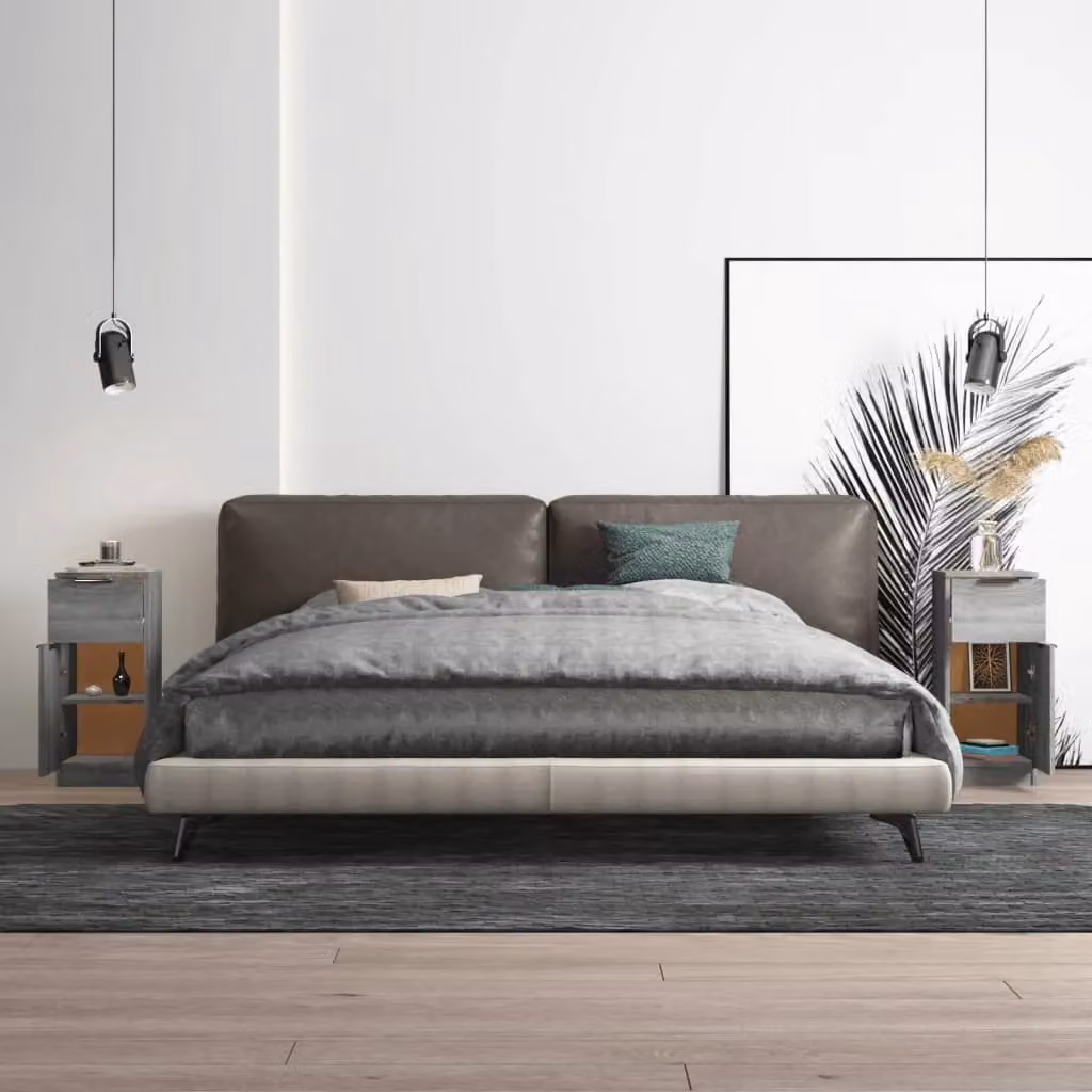 Berkfield Home Set of 2 Grey Sonoma Sideboards in Engineered Wood, W/D/H: 30 x 30 x 70 cm – 2