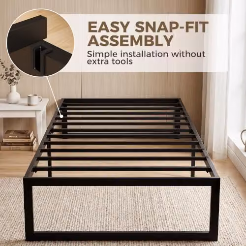 HOMCOM Single Bed Frame with Underbed Storage, Black, W/D/H: 90 x 190 x 32.5 cm – 4