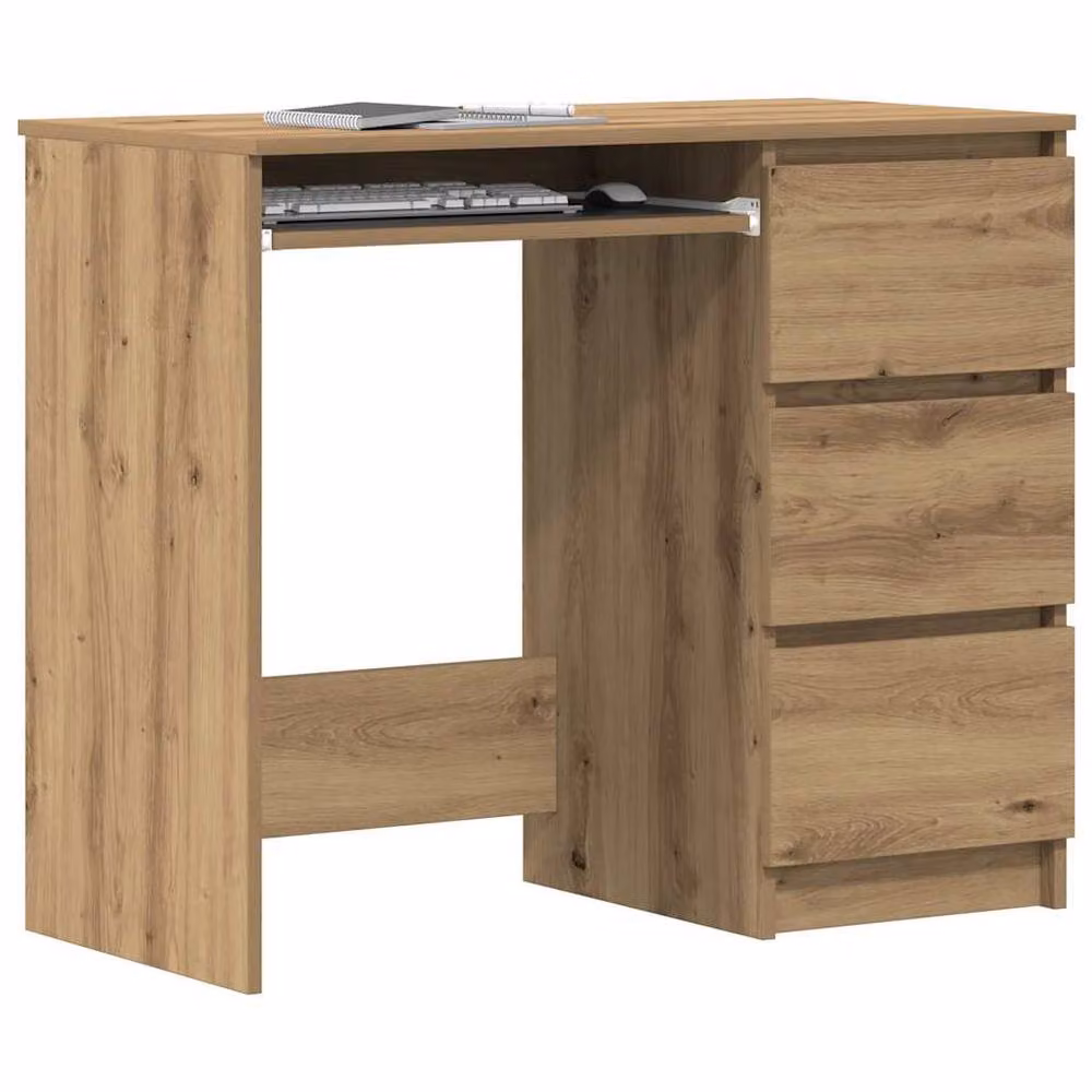Berkfield Home Elegant Artisan Oak Writing Desk in Brown, W/D/H: 90 x 45 x 76 cm – 2
