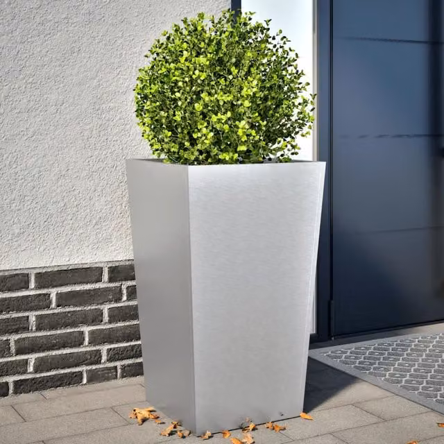 Berkfield Home Galvanised Steel Garden Planter Tubs in Grey, 2 Pack, W/D/H: 45 x 45 x 75 cm – 1