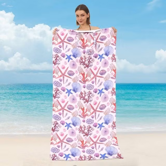 Quipulse Style 10 2-in-1 Sand Free Beach Towel and Shoulder Bag in Multicolour Maritime Graphic Design