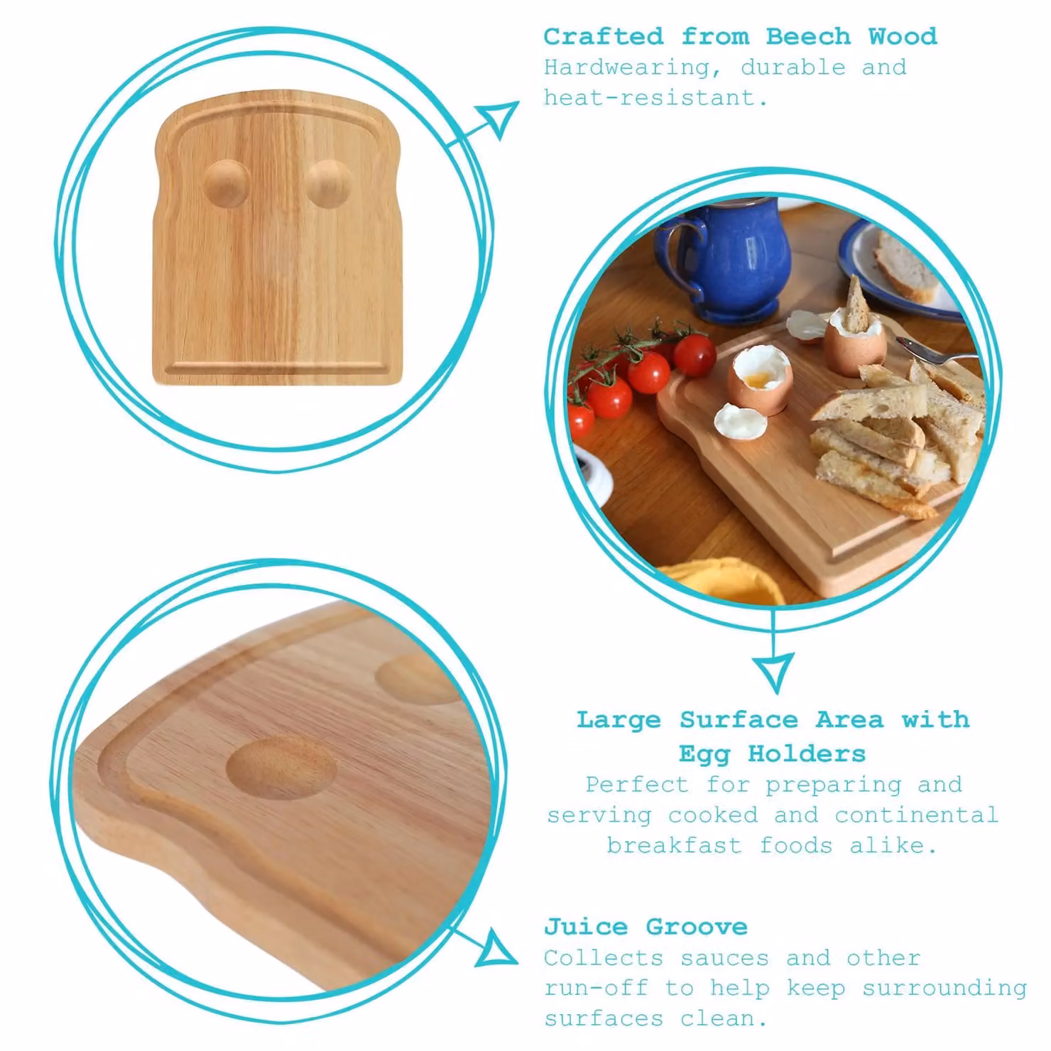 Argon Tableware Solid Wood Breakfast Board, Brown, W: 24 cm, D: 20 cm – 3