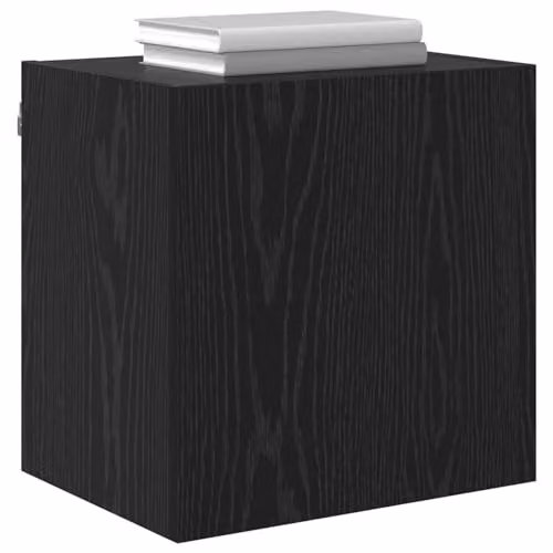 vidaXL Set of 2 Modern Wall-Mounted TV Cabinets in Black Oak Engineered Wood, W/D/H: 40 x 40.5 x 40 cm