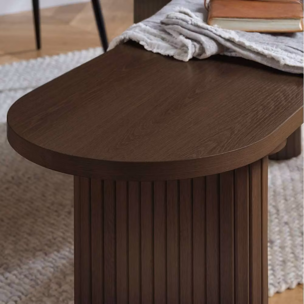Birlea Axel Oval Fluted Dining Set in Brown Oak with 2 Chairs and 1 Bench – 3