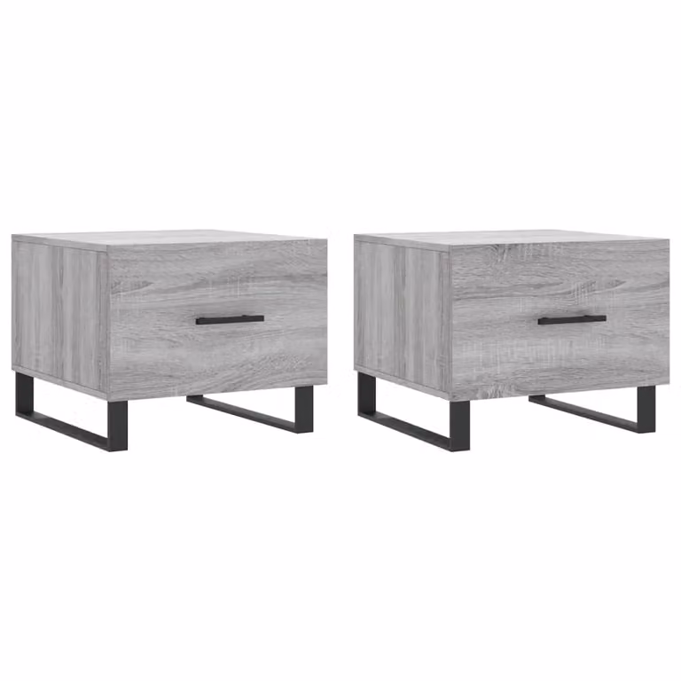 Berkfield Home Set of 2 Grey Sonoma Coffee Tables, W/D/H: 50 x 50 x 40 cm