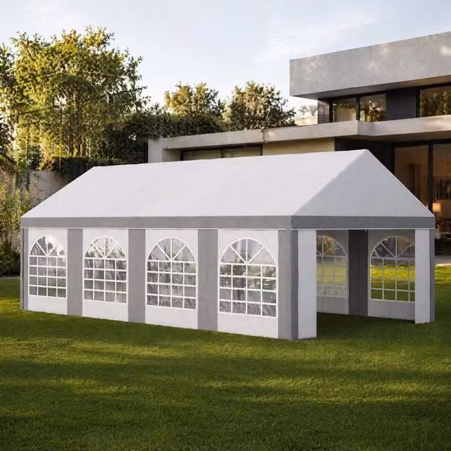 STILVORA White Party Tent with Removable Sides, Double Doors and Windows, W: 8 m, D: 4 m, H: 3.1 m