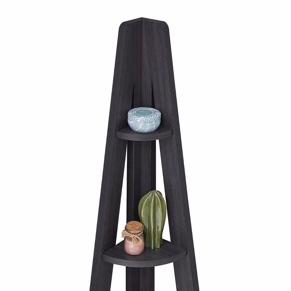 Timber Art Design Riva Scandinavian Retro 5 Tier Corner Ladder Bookcase in Black – 2