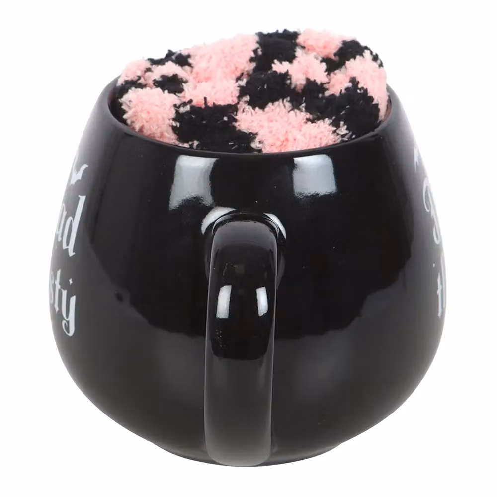 Something Different Dead Thirsty Black Ceramic 500ml Mug and Striped Sock Set – 2