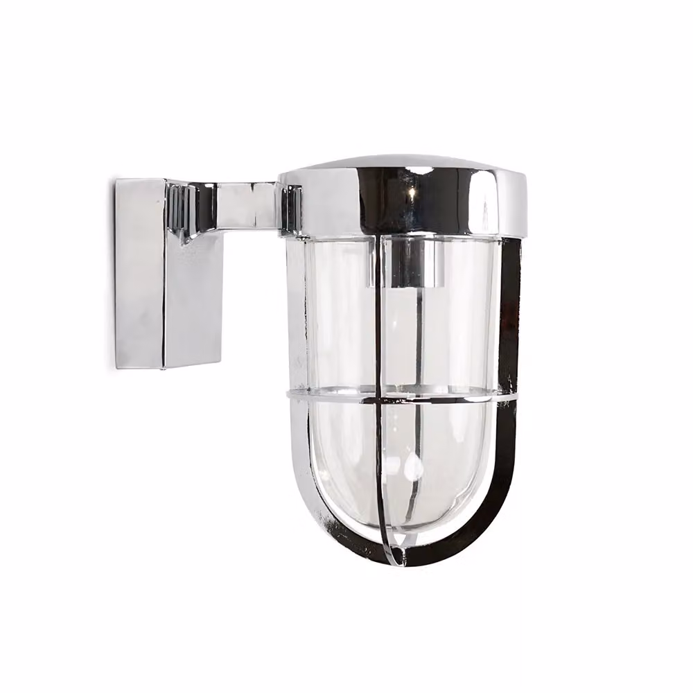 ValueLights Fanar Chrome Lantern IP44 Rated Outdoor and Bathroom Wall Light with LED Bulb – 2