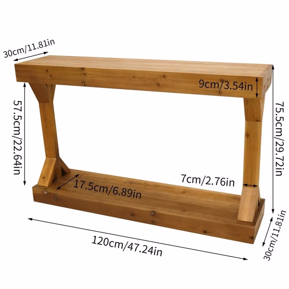 Nordara Rustic Brown Solid Wood Trestle Console Table – 2