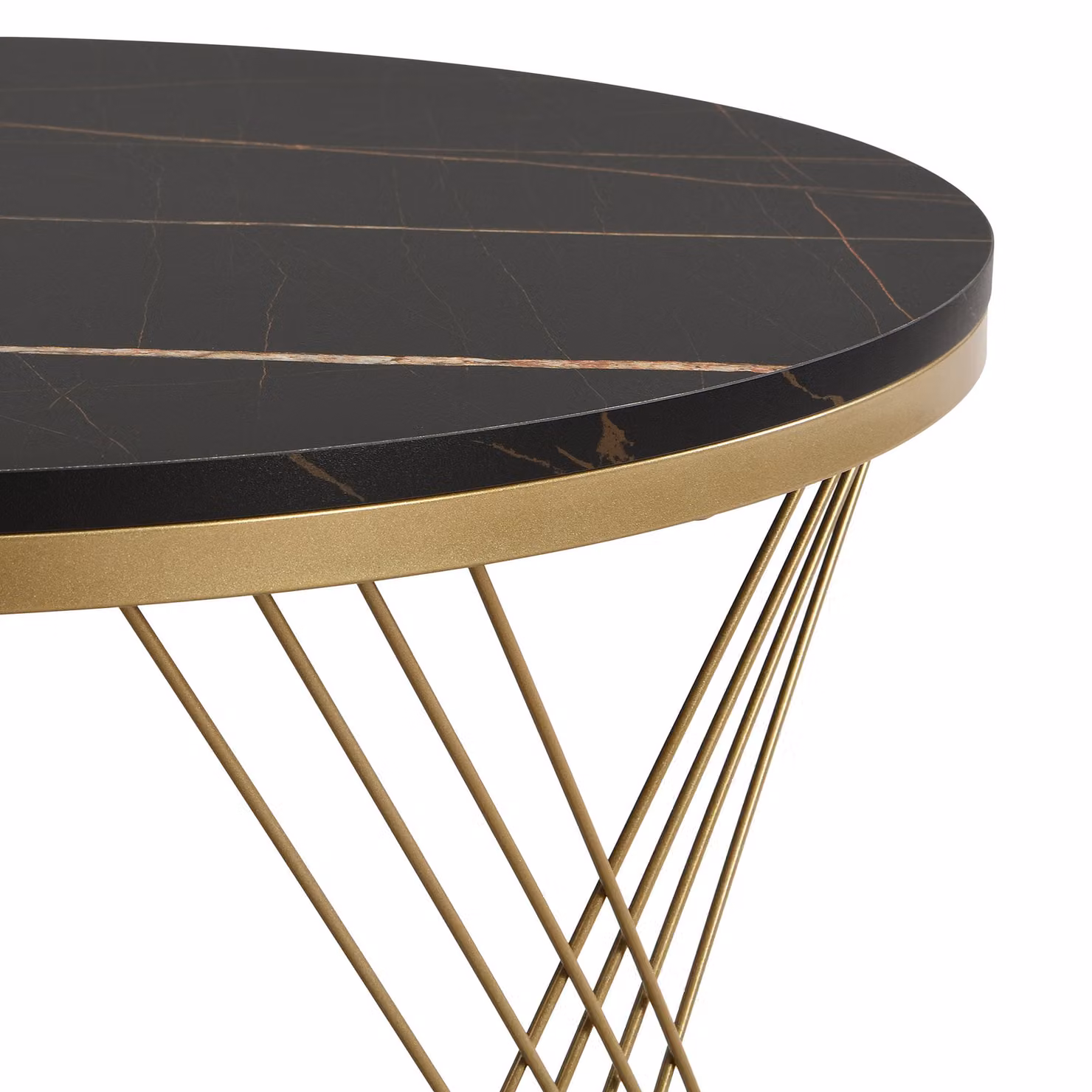 Aosom.UK Elegant Nesting Coffee Table Set with Marble Look and Gold Decor in Black, W/D/H: 70 x 70 x 45 cm and 50 x 50 x 40 cm – 5
