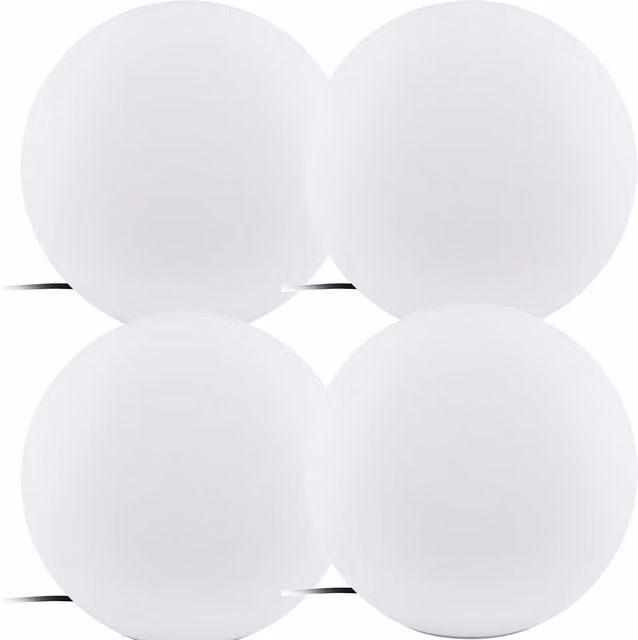 Loops 4 Pack IP65 White Plastic Outdoor Garden Ball Lights, Diameter: 39 cm, E27 Socket
