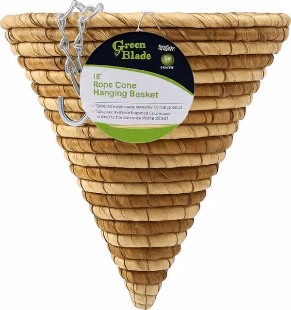 Green Blade Rope Cone Hanging Basket Planter, Brown, Diameter: 30 cm