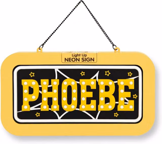 History & Heraldry Phoebe Pre-personalised Light-Up Neon Bedroom Sign in Yellow