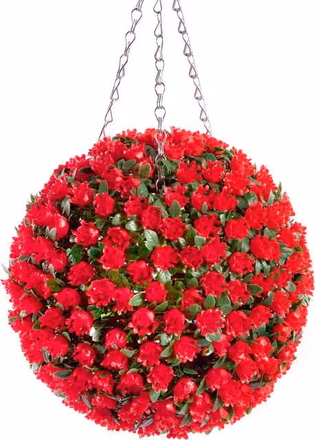 Best Artificial LTD Red Rose Hanging Basket Topiary Ball, Diameter: 28 cm