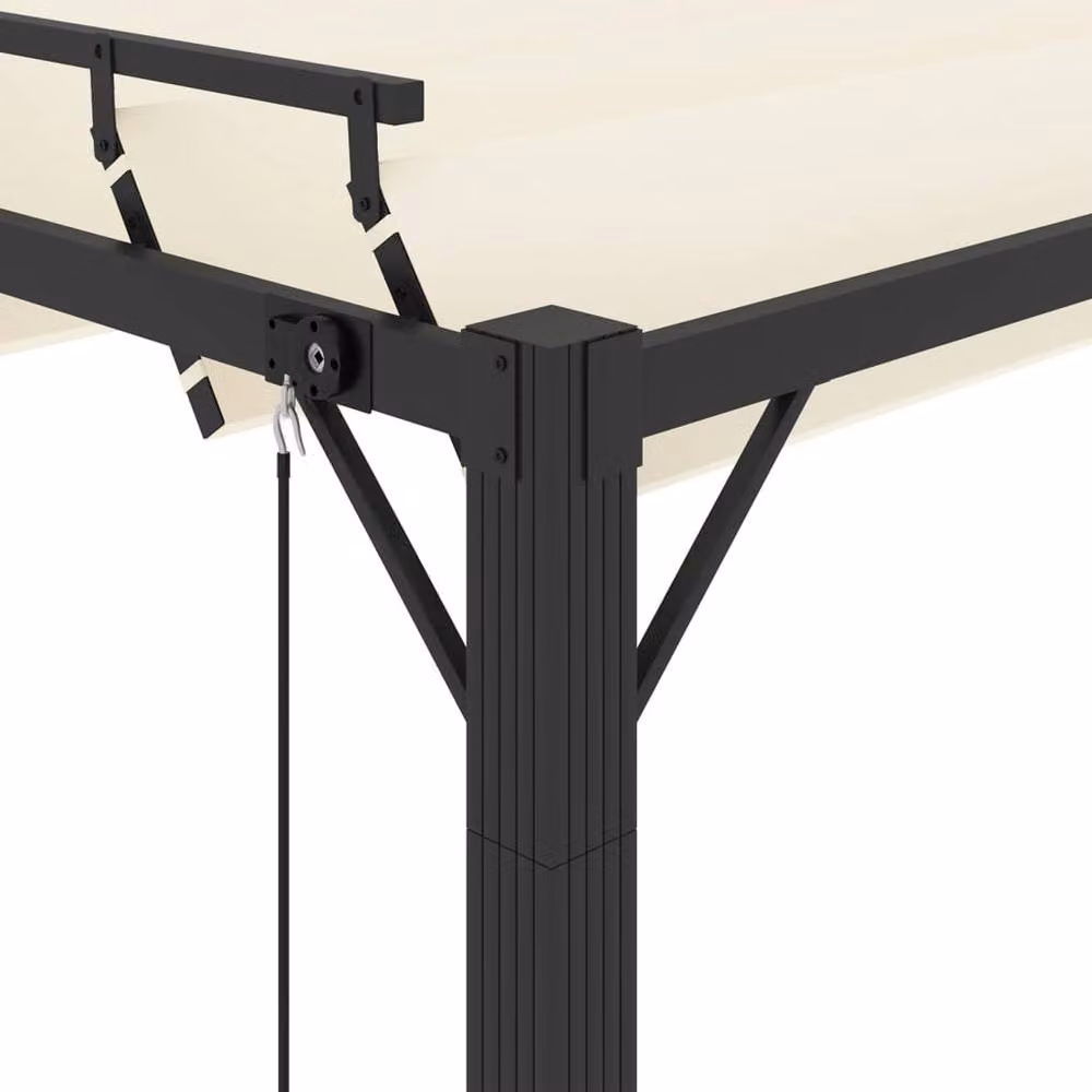 Berkfield Home Gazebo with Louvered Roof in Beige with Cream Polyester Fabric and Aluminium Frame, W: 400 cm, D: 300 cm, H: 250 cm – 3