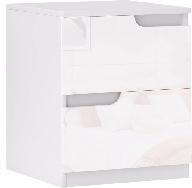 ERGOVEXA High Gloss White Bedside Table W/D/H: 40 x 48 x 40 cm